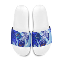 Chuuk Micronesian Roots Slide Sandals Polynesian Tribal Pattern Hibiscus Flower And Stingray Art