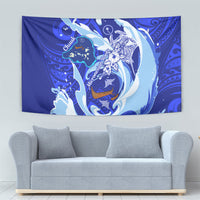 Chuuk Micronesian Roots Tapestry Polynesian Tribal Pattern Hibiscus Flower And Stingray Art