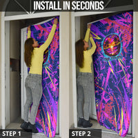 Chuuk Tropical Sunset Coordinates Door Cover Neon Graffiti Polynesian Tribal