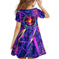 Chuuk Tropical Sunset Coordinates Family Matching Tank Maxi Dress and Hawaiian Shirt Neon Graffiti Polynesian Tribal