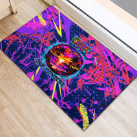 Chuuk Tropical Sunset Coordinates Rubber Doormat Neon Graffiti Polynesian Tribal
