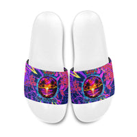Chuuk Tropical Sunset Coordinates Slide Sandals Neon Graffiti Polynesian Tribal