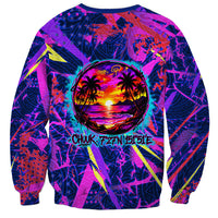 Chuuk Tropical Sunset Coordinates Sweatshirt Neon Graffiti Polynesian Tribal