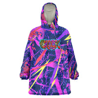 Chuuk Tropical Sunset Coordinates Wearable Blanket Hoodie Neon Graffiti Polynesian Tribal