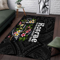 Kosrae Nautical Heritage Area Rug Polynesian Tribal Anchor With Plumeria Tropical Art