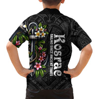 Kosrae Nautical Heritage Family Matching Off Shoulder Short Dress and Hawaiian Shirt Polynesian Tribal Anchor With Plumeria Tropical Art TS04 - Polynesian Pride