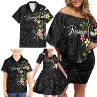 Kosrae Nautical Heritage Family Matching Off Shoulder Short Dress and Hawaiian Shirt Polynesian Tribal Anchor With Plumeria Tropical Art TS04 - Polynesian Pride