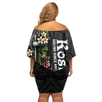 Kosrae Nautical Heritage Family Matching Off Shoulder Short Dress and Hawaiian Shirt Polynesian Tribal Anchor With Plumeria Tropical Art TS04 - Polynesian Pride
