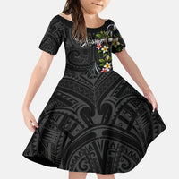 Kosrae Nautical Heritage Family Matching Summer Maxi Dress and Hawaiian Shirt Polynesian Tribal Anchor With Plumeria Tropical Art