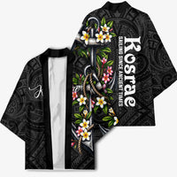 Kosrae Nautical Heritage Kimono Polynesian Tribal Anchor With Plumeria Tropical Art