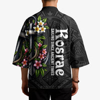 Kosrae Nautical Heritage Kimono Polynesian Tribal Anchor With Plumeria Tropical Art