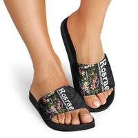 Kosrae Nautical Heritage Slide Sandals Polynesian Tribal Anchor With Plumeria Tropical Art