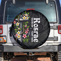 Kosrae Nautical Heritage Spare Tire Cover Polynesian Tribal Anchor With Plumeria Tropical Art