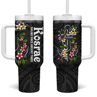 Kosrae Nautical Heritage Tumbler With Handle Polynesian Tribal Anchor With Plumeria Tropical Art