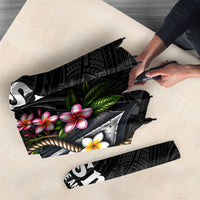 Kosrae Nautical Heritage Umbrella Polynesian Tribal Anchor With Plumeria Tropical Art