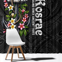 Kosrae Nautical Heritage Window Curtain Polynesian Tribal Anchor With Plumeria Tropical Art