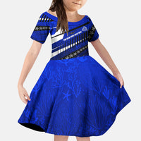 Kosrae Deep Sea Scuba Diving Kid Short Sleeve Dress Blue Hole Beneath The Surface Coral Reef Graphic Art