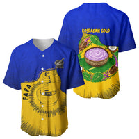 Kosrae Fafa Culinary Heritage Baseball Jersey Kosraean Gold Taro Tradition Illustration With Coconut Leaves
