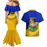 Kosrae Fafa Culinary Heritage Couples Matching Mermaid Dress and Hawaiian Shirt Kosraean Gold Taro Tradition Illustration With Coconut Leaves TS04 - Polynesian Pride