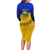 Kosrae Fafa Culinary Heritage Family Matching Long Sleeve Bodycon Dress and Hawaiian Shirt Kosraean Gold Taro Tradition Illustration With Coconut Leaves TS04 - Polynesian Pride