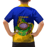 Kosrae Fafa Culinary Heritage Family Matching Short Sleeve Bodycon Dress and Hawaiian Shirt Kosraean Gold Taro Tradition Illustration With Coconut Leaves TS04 - Polynesian Pride