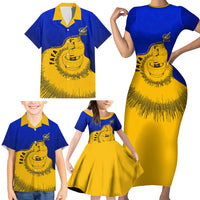 Kosrae Fafa Culinary Heritage Family Matching Short Sleeve Bodycon Dress and Hawaiian Shirt Kosraean Gold Taro Tradition Illustration With Coconut Leaves TS04 - Polynesian Pride
