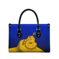 Kosrae Fafa Culinary Heritage Leather Bag Kosraean Gold Taro Tradition Illustration With Coconut Leaves