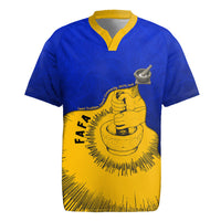 Kosrae Fafa Culinary Heritage Rugby Jersey Kosraean Gold Taro Tradition Illustration With Coconut Leaves