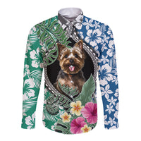 Polynesian Yorkshire Terrier Long Sleeve Button Shirt Polynesian Pattern And Yorkshire Terrier TS04 Unisex Multicolor - Polynesian Pride