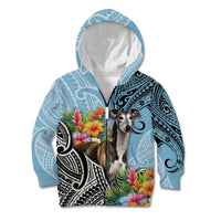 Polynesian Greyhound Kid Hoodie Polynesian Pattern And Greyhound TS04 Zip Hoodie Cyan - Polynesian Pride