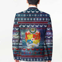 Tonga Christmas Blazer with Singing Whale Ocean Scene National Coat of Arms - Polynesian Pride