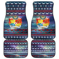 Tonga Christmas Car Mats with Singing Whale Ocean Scene National Coat of Arms - Polynesian Pride