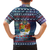 Tonga Christmas Family Matching Tank Maxi Dress and Hawaiian Shirt with Singing Whale Ocean Scene National Coat of Arms - Polynesian Pride