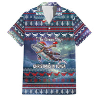 Tonga Christmas Hawaiian Shirt with Singing Whale Ocean Scene National Coat of Arms - Polynesian Pride