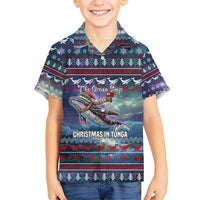 Tonga Christmas Hawaiian Shirt with Singing Whale Ocean Scene National Coat of Arms - Polynesian Pride