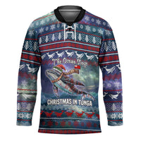 Tonga Christmas Hockey Jersey with Singing Whale Ocean Scene National Coat of Arms TS04 Unisex Multicolor - Polynesian Pride