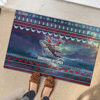Tonga Christmas Rubber Doormat with Singing Whale Ocean Scene National Coat of Arms - Polynesian Pride