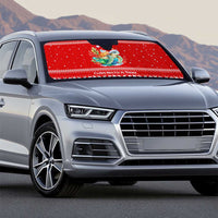 Tonga Christmas Auto Sun Shade with Sea Turtle Coral Reef Design Snowflake Pattern and National Emblem - Polynesian Pride