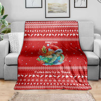 Tonga Christmas Blanket with Sea Turtle Coral Reef Design Snowflake Pattern and National Emblem - Polynesian Pride