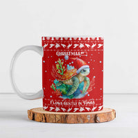 Tonga Christmas Ceramic Mug with Sea Turtle Coral Reef Design Snowflake Pattern and National Emblem - Polynesian Pride