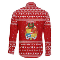 Tonga Christmas Family Matching Short Sleeve Bodycon Dress and Hawaiian Shirt with Sea Turtle Coral Reef Design Snowflake Pattern and National Emblem - Polynesian Pride