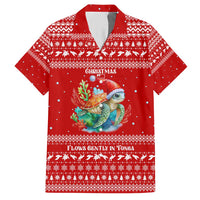 Tonga Christmas Hawaiian Shirt with Sea Turtle Coral Reef Design Snowflake Pattern and National Emblem - Polynesian Pride