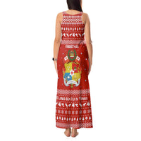 Tonga Christmas Tank Maxi Dress with Sea Turtle Coral Reef Design Snowflake Pattern and National Emblem - Polynesian Pride
