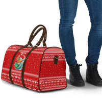Tonga Christmas Travel Bag with Sea Turtle Coral Reef Design Snowflake Pattern and National Emblem - Polynesian Pride