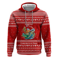 Tonga Christmas Zip Hoodie with Sea Turtle Coral Reef Design Snowflake Pattern and National Emblem - Polynesian Pride