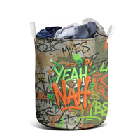 Yeah Nah Graffiti Skull New Zealand Slang Laundry Basket Kiwi Grunge Brick Wall and Bold Urban Street Art TS04 - Polynesian Pride
