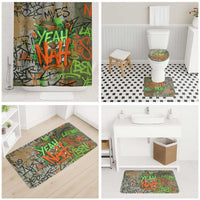 Yeah Nah Graffiti Skull New Zealand Slang Bathroom Set Kiwi Grunge Brick Wall and Bold Urban Street Art TS04 - Polynesian Pride