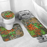 Yeah Nah Graffiti Skull New Zealand Slang Bathroom Set Kiwi Grunge Brick Wall and Bold Urban Street Art TS04 Mat Set Only (3 pcs) One Size Multicolor - Polynesian Pride
