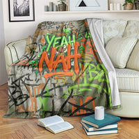 Yeah Nah Graffiti Skull New Zealand Slang Blanket Kiwi Grunge Brick Wall and Bold Urban Street Art TS04 Multicolor - Polynesian Pride