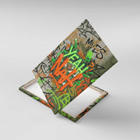 Yeah Nah Graffiti Skull New Zealand Slang Canvas Wall Art Kiwi Grunge Brick Wall and Bold Urban Street Art TS04 With Frame Multicolor - Polynesian Pride